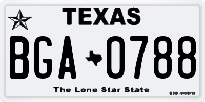 TX license plate BGA0788