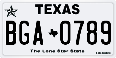TX license plate BGA0789