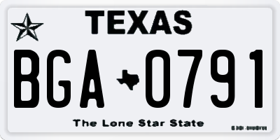 TX license plate BGA0791