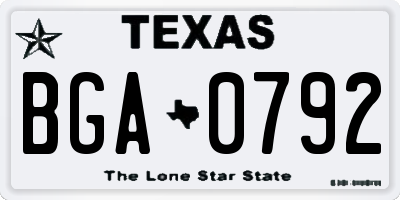 TX license plate BGA0792