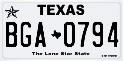 TX license plate BGA0794