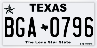 TX license plate BGA0796