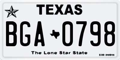 TX license plate BGA0798
