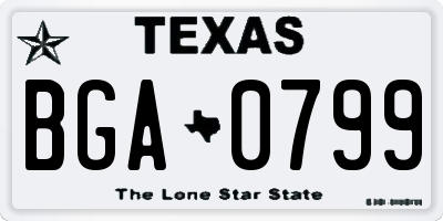 TX license plate BGA0799