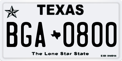 TX license plate BGA0800
