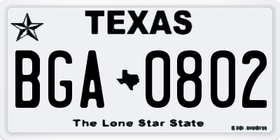 TX license plate BGA0802