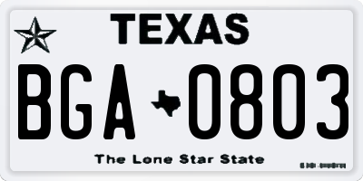 TX license plate BGA0803