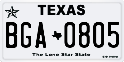 TX license plate BGA0805
