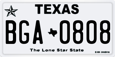 TX license plate BGA0808