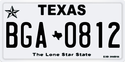 TX license plate BGA0812