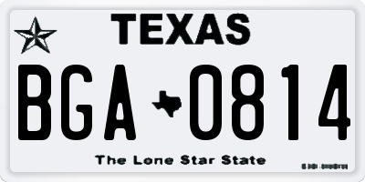 TX license plate BGA0814