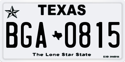 TX license plate BGA0815