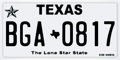 TX license plate BGA0817