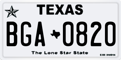 TX license plate BGA0820
