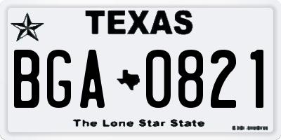 TX license plate BGA0821