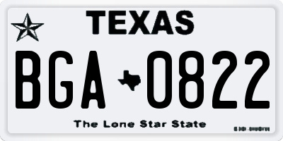 TX license plate BGA0822