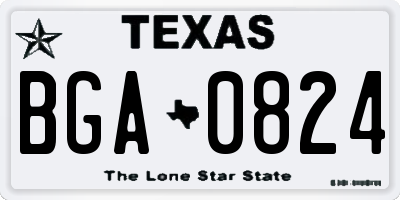 TX license plate BGA0824