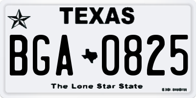 TX license plate BGA0825