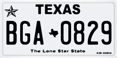 TX license plate BGA0829