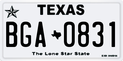 TX license plate BGA0831