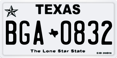 TX license plate BGA0832