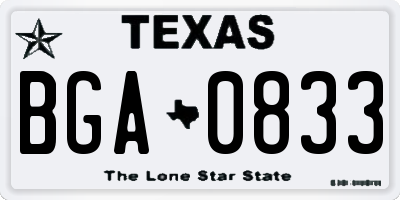 TX license plate BGA0833