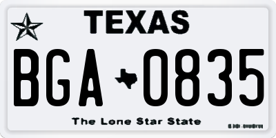 TX license plate BGA0835