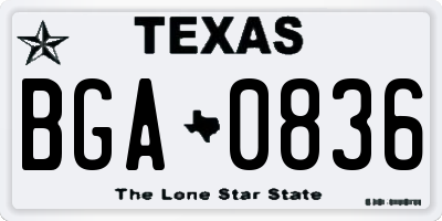 TX license plate BGA0836