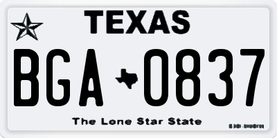 TX license plate BGA0837