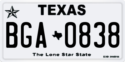 TX license plate BGA0838