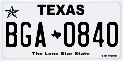 TX license plate BGA0840