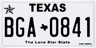 TX license plate BGA0841