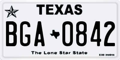 TX license plate BGA0842