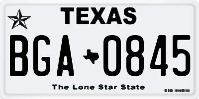 TX license plate BGA0845