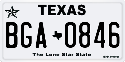 TX license plate BGA0846