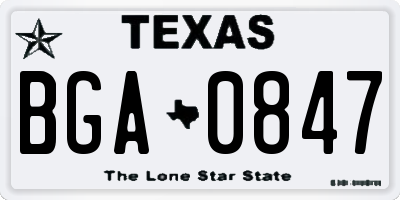 TX license plate BGA0847