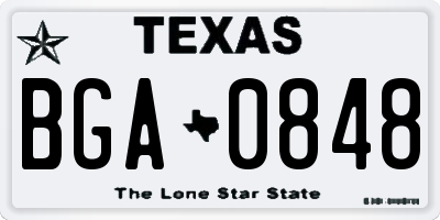 TX license plate BGA0848
