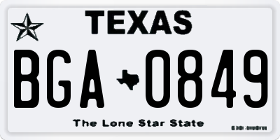 TX license plate BGA0849