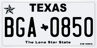 TX license plate BGA0850