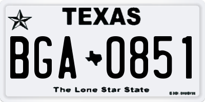 TX license plate BGA0851