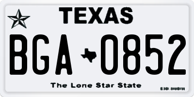 TX license plate BGA0852
