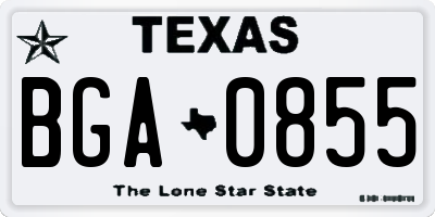 TX license plate BGA0855