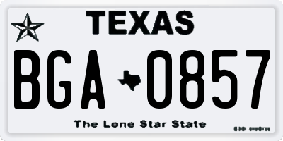 TX license plate BGA0857