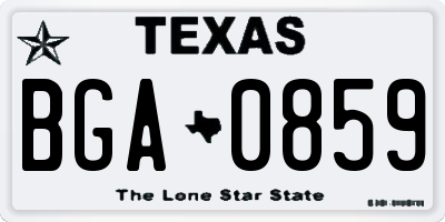 TX license plate BGA0859