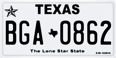 TX license plate BGA0862