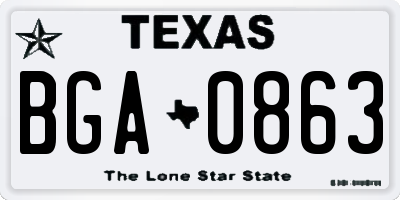 TX license plate BGA0863