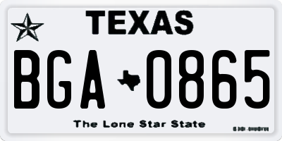 TX license plate BGA0865