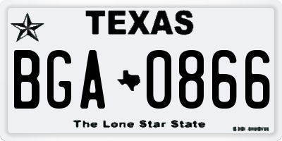 TX license plate BGA0866
