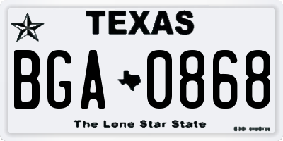TX license plate BGA0868