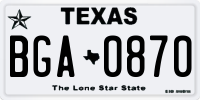 TX license plate BGA0870